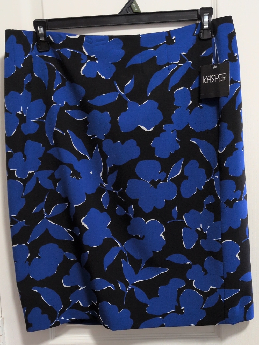 Blue And Black Abstract Floral Skirt